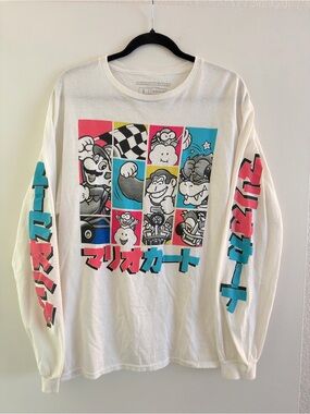 Mario Kart White Graphic Long-Sleeve Men’s Shirt